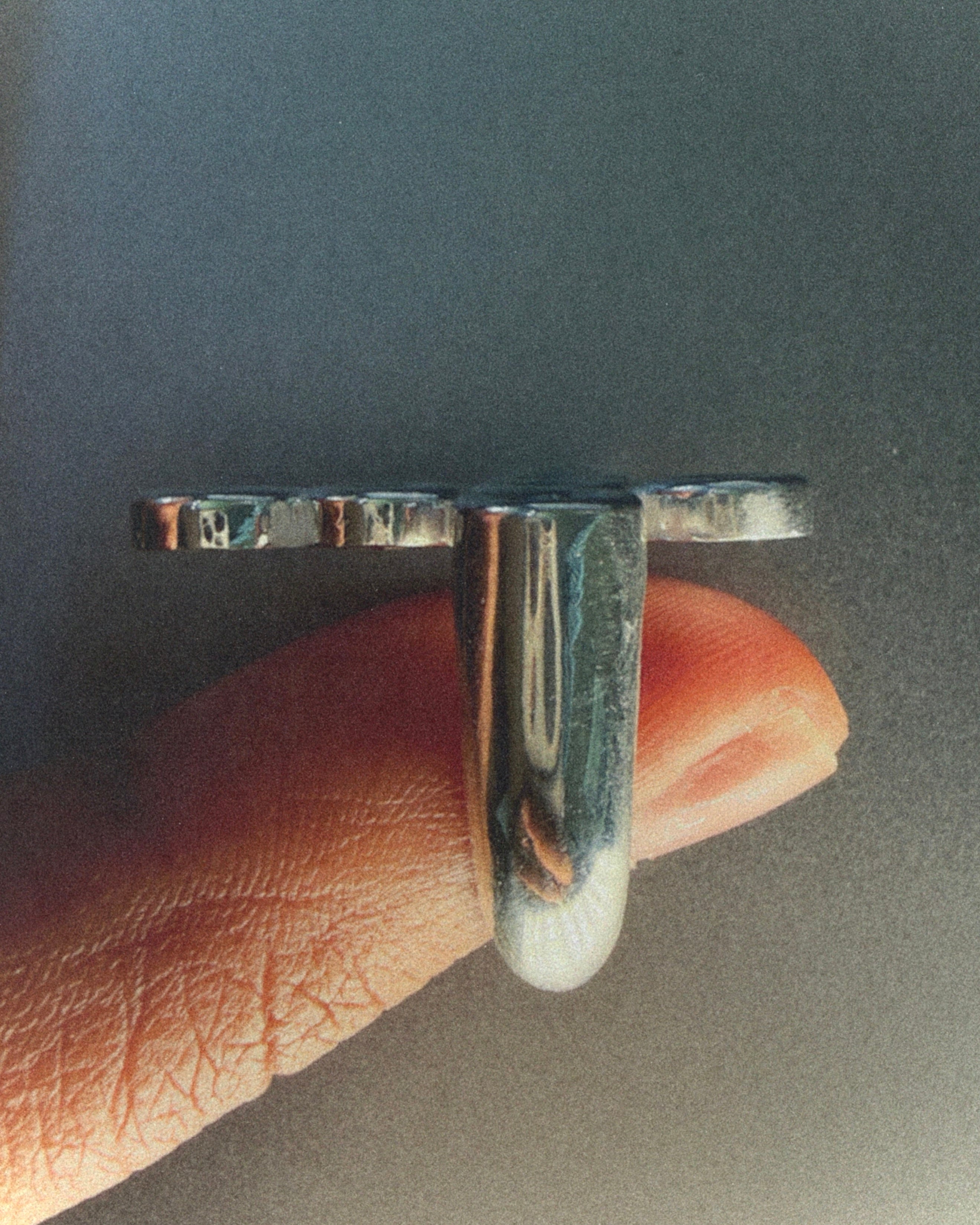 Button Cross Ring - 925 Silver