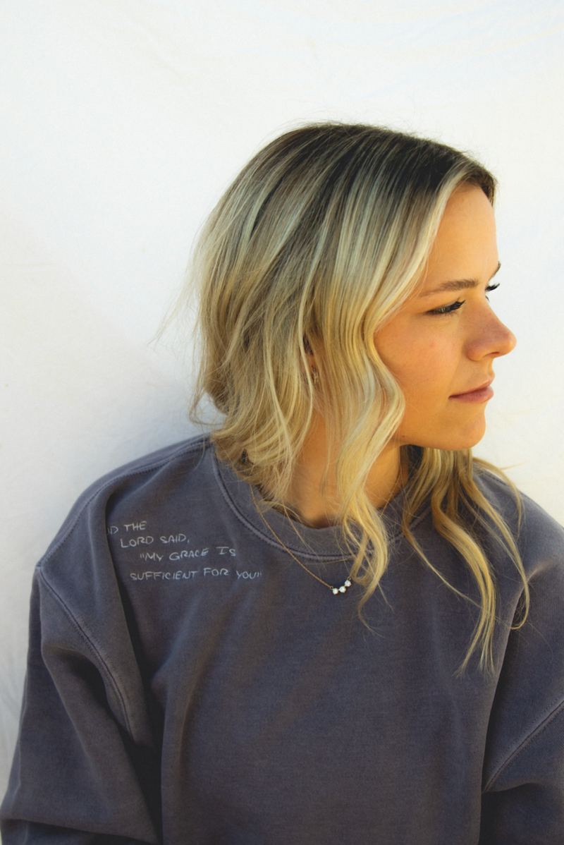 Sufficient Grace (2 Cor. 12:9) // Embroidered Sweatshirt